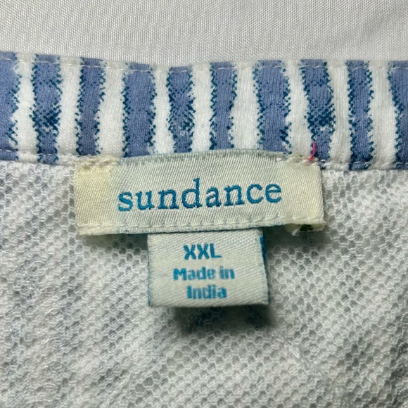 Sundance Blue & White Sheer Embroidered Bohemian Coastal Blouse Top Sz XXL - Picture 11 of 14